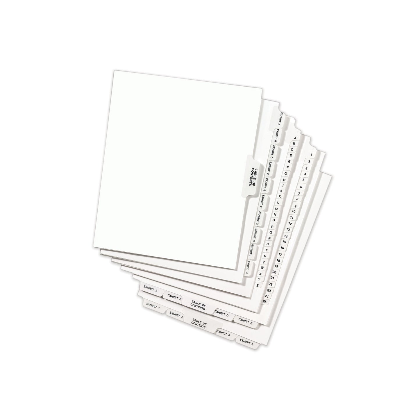 Avery-Style Preprinted Legal Bottom Tab Divider, 26-Tab, Exhibit F, 11 x 8.5, White, 25/PK (11945)