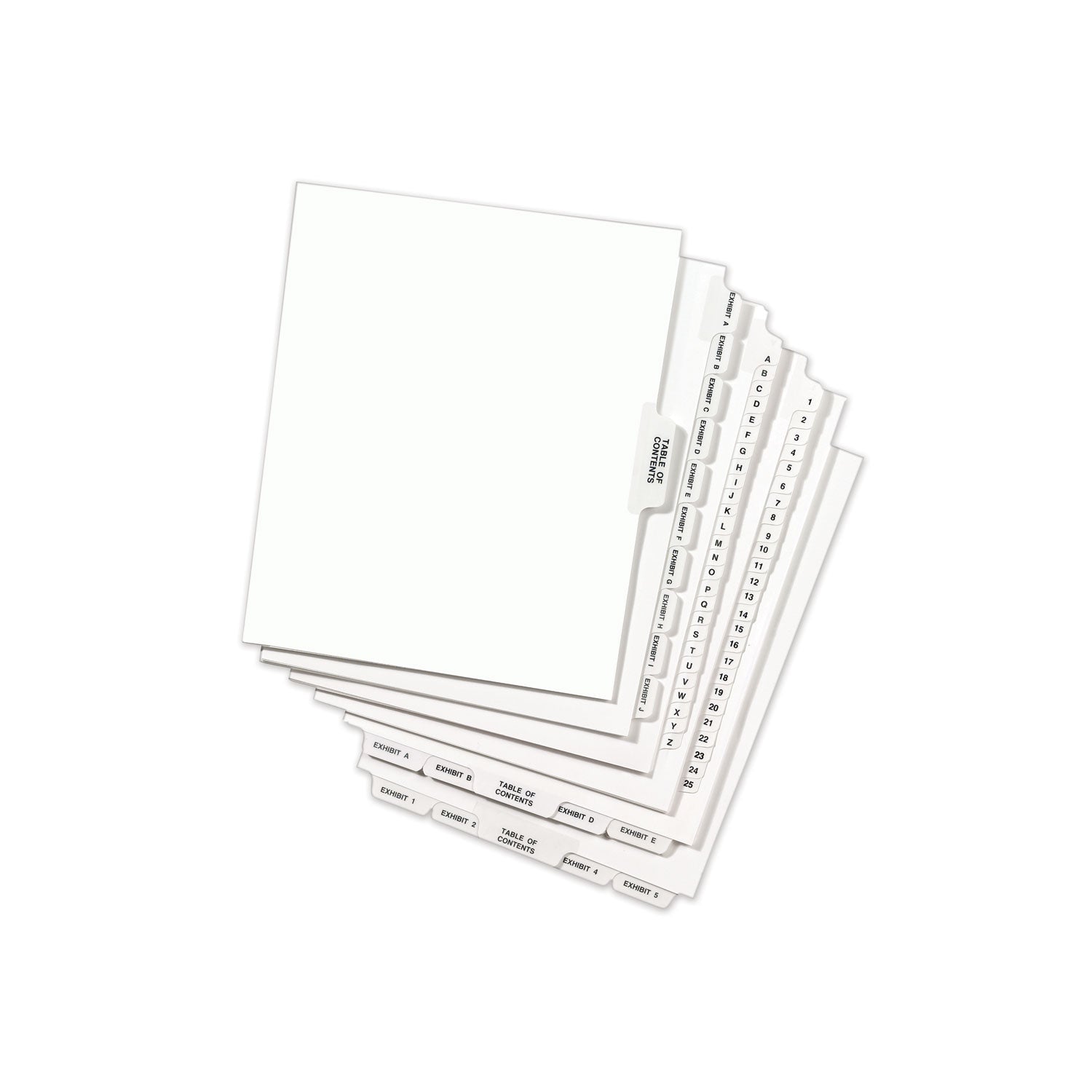 Avery-Style Preprinted Legal Bottom Tab Divider, 26-Tab, Exhibit F, 11 x 8.5, White, 25/PK (11945)