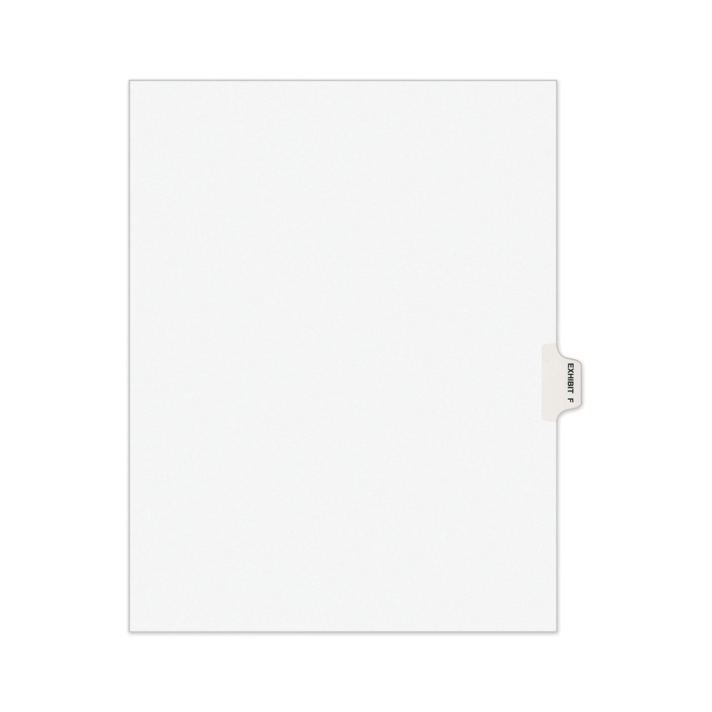 Avery-Style Preprinted Legal Side Tab Divider, 26-Tab, Exhibit F, 11 x 8.5, White, 25/Pack, (1376) (01376)