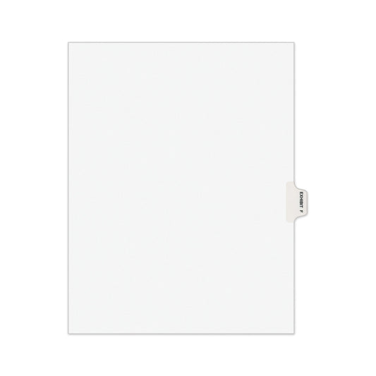 Avery-Style Preprinted Legal Side Tab Divider, 26-Tab, Exhibit F, 11 x 8.5, White, 25/Pack, (1376) (01376)