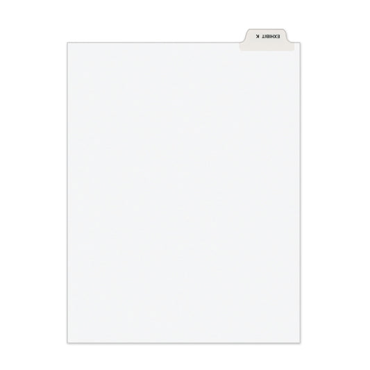 Avery-Style Preprinted Legal Bottom Tab Divider, 26-Tab, Exhibit K, 11 x 8.5, White, 25/PK (11950)