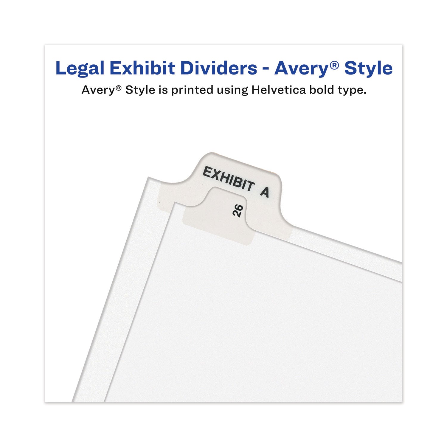 Avery-Style Preprinted Legal Bottom Tab Divider, 26-Tab, Exhibit A, 11 x 8.5, White, 25/PK (11940)