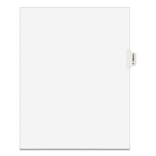 Avery-Style Preprinted Legal Side Tab Divider, 26-Tab, Exhibit D, 11 x 8.5, White, 25/Pack, (1374) (01374)