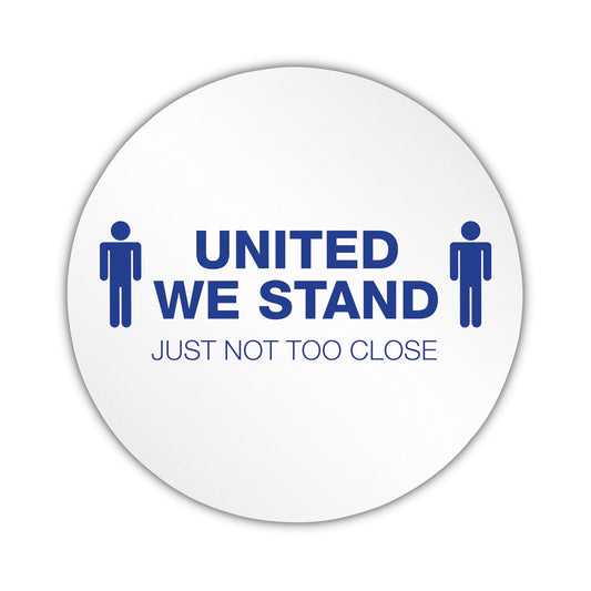 Deflecto Personal Spacing Discs, United We Stand, 20" dia, White/Blue, 6/Pack (PSDD20UWS6)