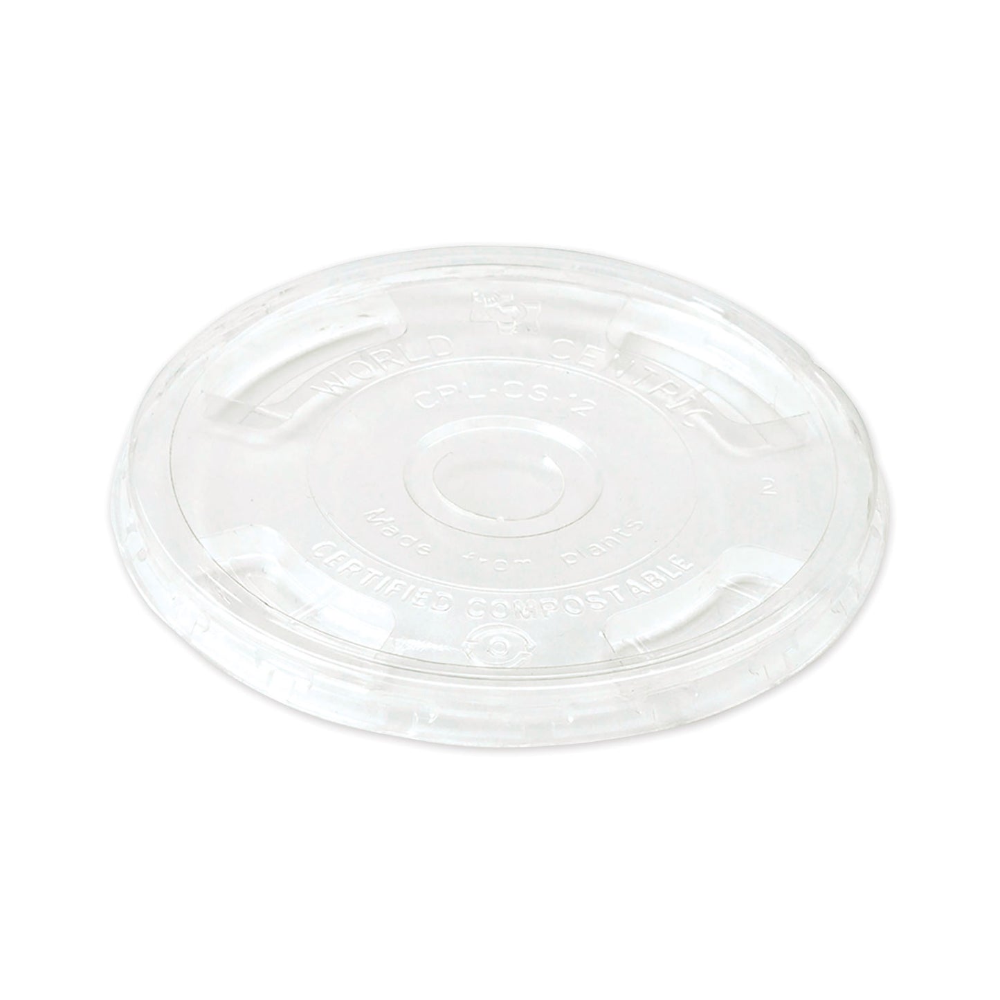 World Centric PLA Clear Cold Cup Lids, Flat Lid, Fits 9 oz to 24 oz Cups, 1,000/Carton (CPLCS12)