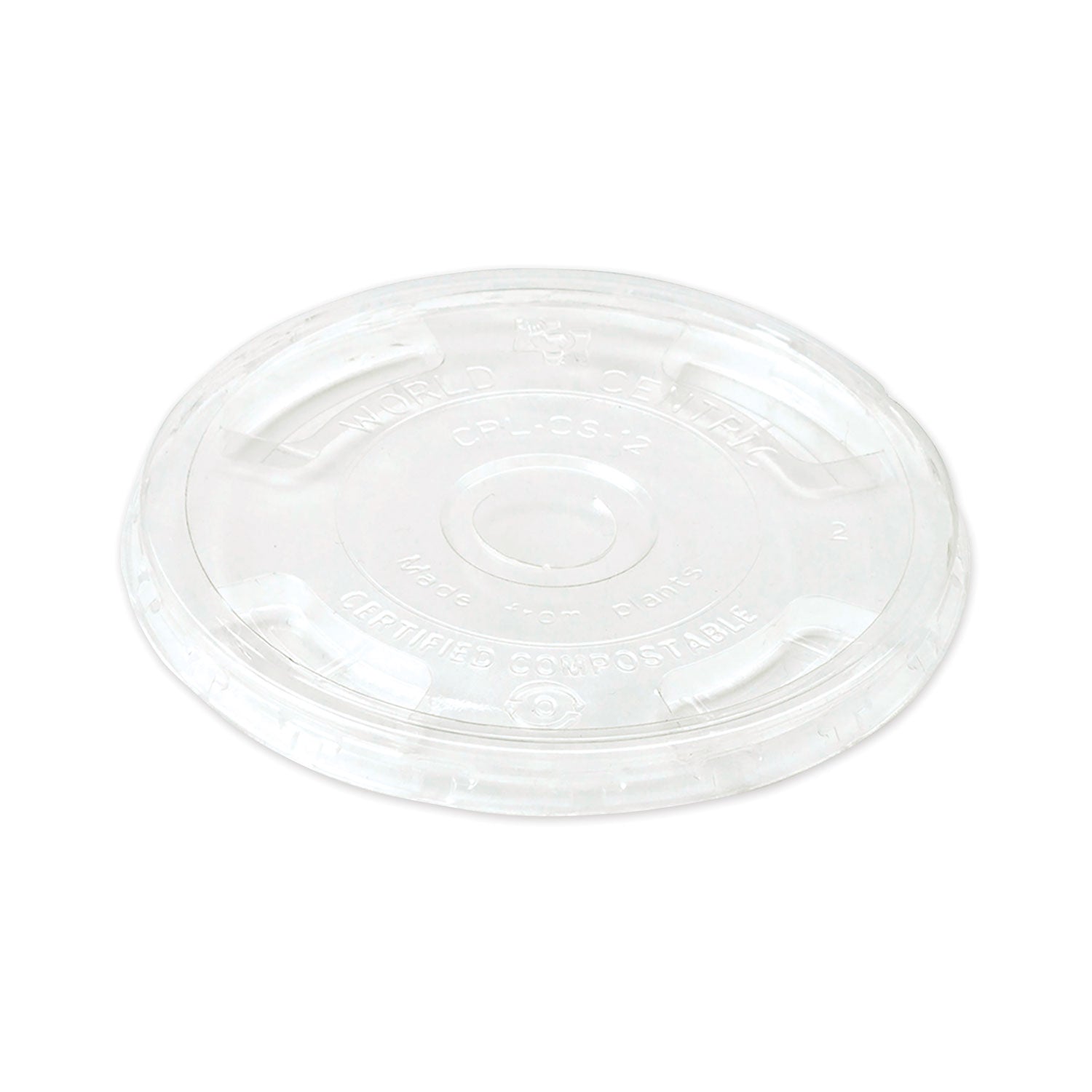 World Centric PLA Clear Cold Cup Lids, Flat Lid, Fits 9 oz to 24 oz Cups, 1,000/Carton (CPLCS12)