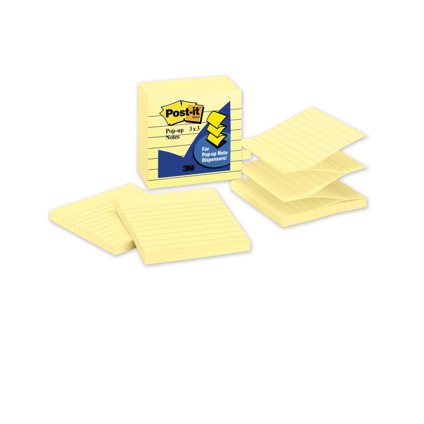 Post-it Original Canary Yellow Pop-up Refill, Note Ruled, 3" x 3", Canary Yellow, 100 Sheets/Pad, 6 Pads/Pack (R335YW)