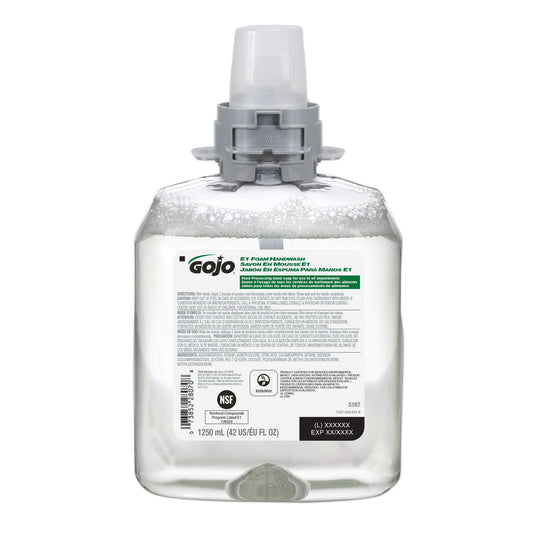 GOJO E1 Foam Handwash Refill, Fragrance-Free, 1,250 mL, 4/Carton (516704CT)
