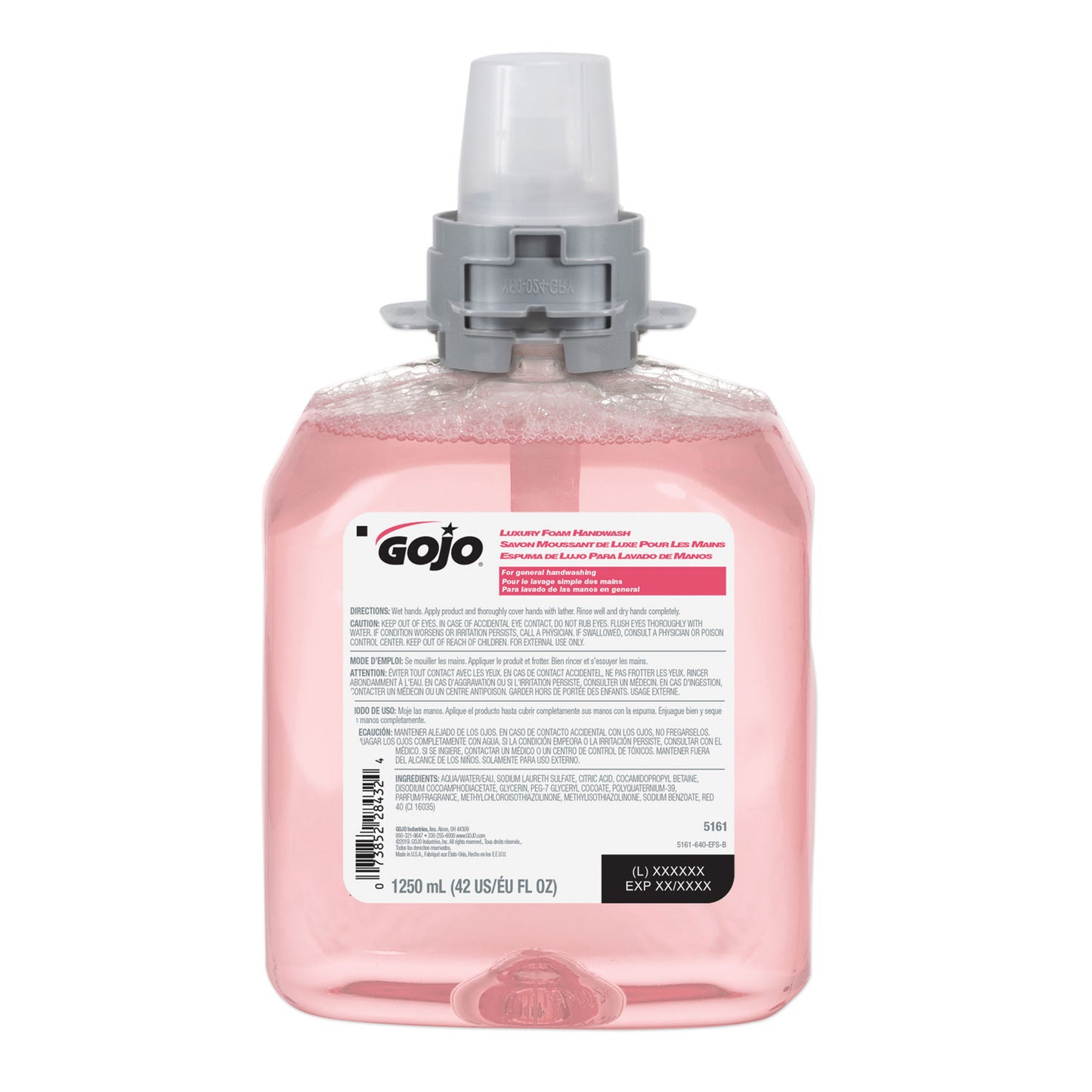 GOJO Luxury Foam Handwash Refill, For FMX-12 Dispenser, Refreshing Cranberry Scent, 1,250 mL, 4/Carton (516104CT)