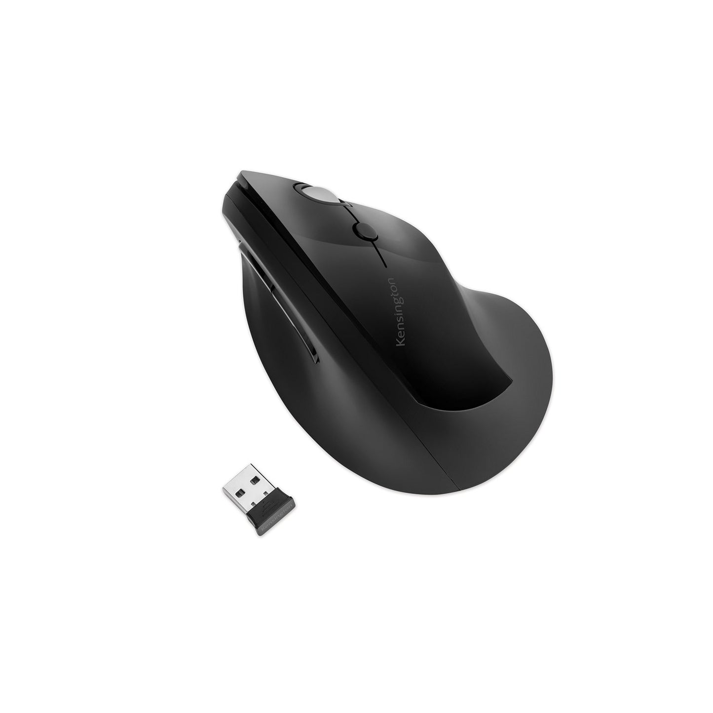 Kensington Pro Fit Ergo Vertical Wireless Mouse, 2.4 GHz Frequency/65.62 ft Wireless Range, Right Hand Use, Black (75501)