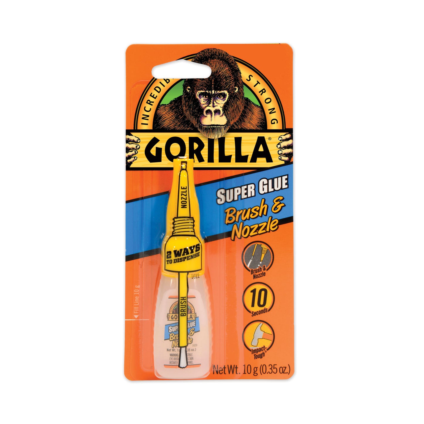 Gorilla Super Glue with Brush and Nozzle Applicators, 0.35 oz, Dries Clear (7500101)