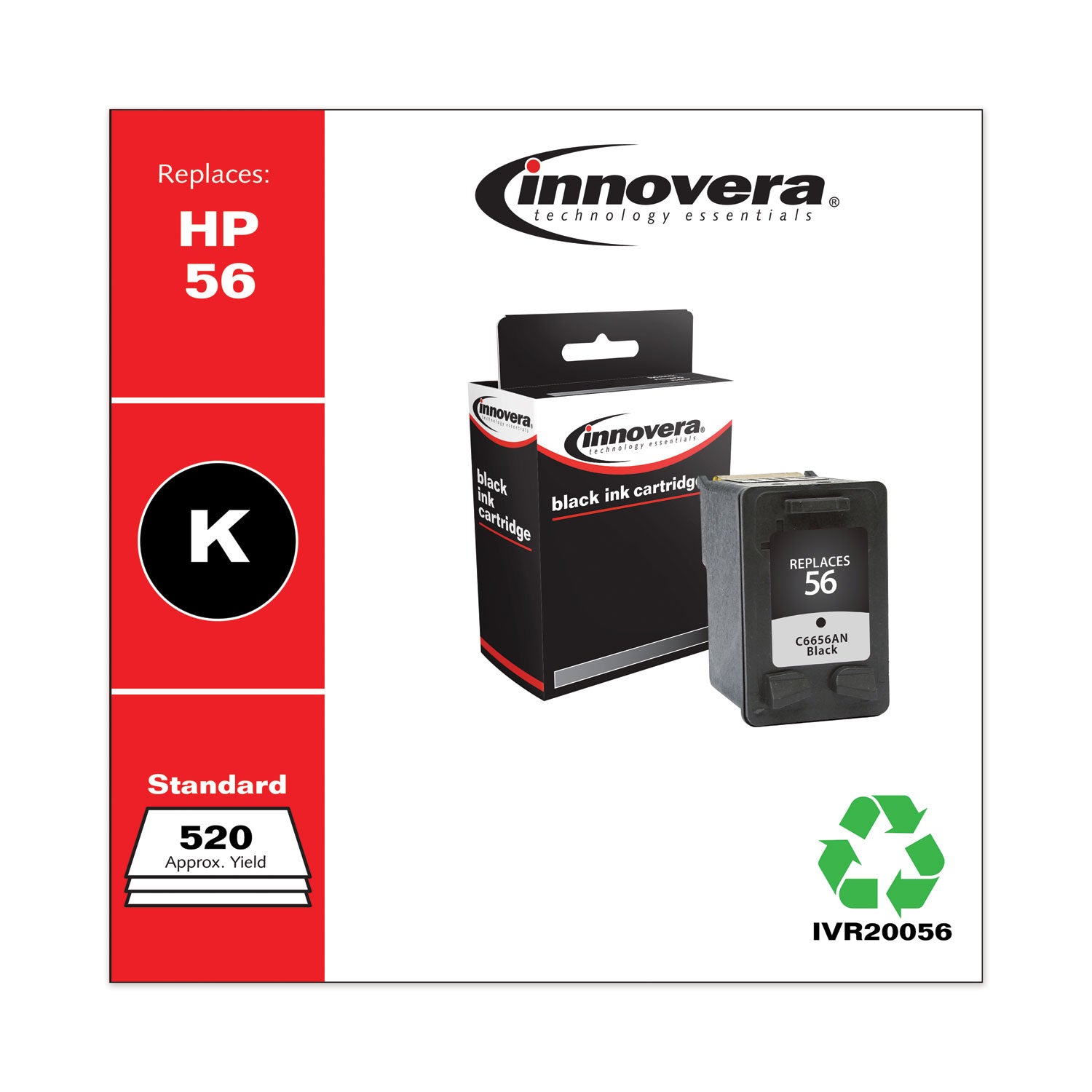 Innovera Remanufactured Black Ink, Replacement for 56 (C6656AN), 450 Page-Yield (20056)