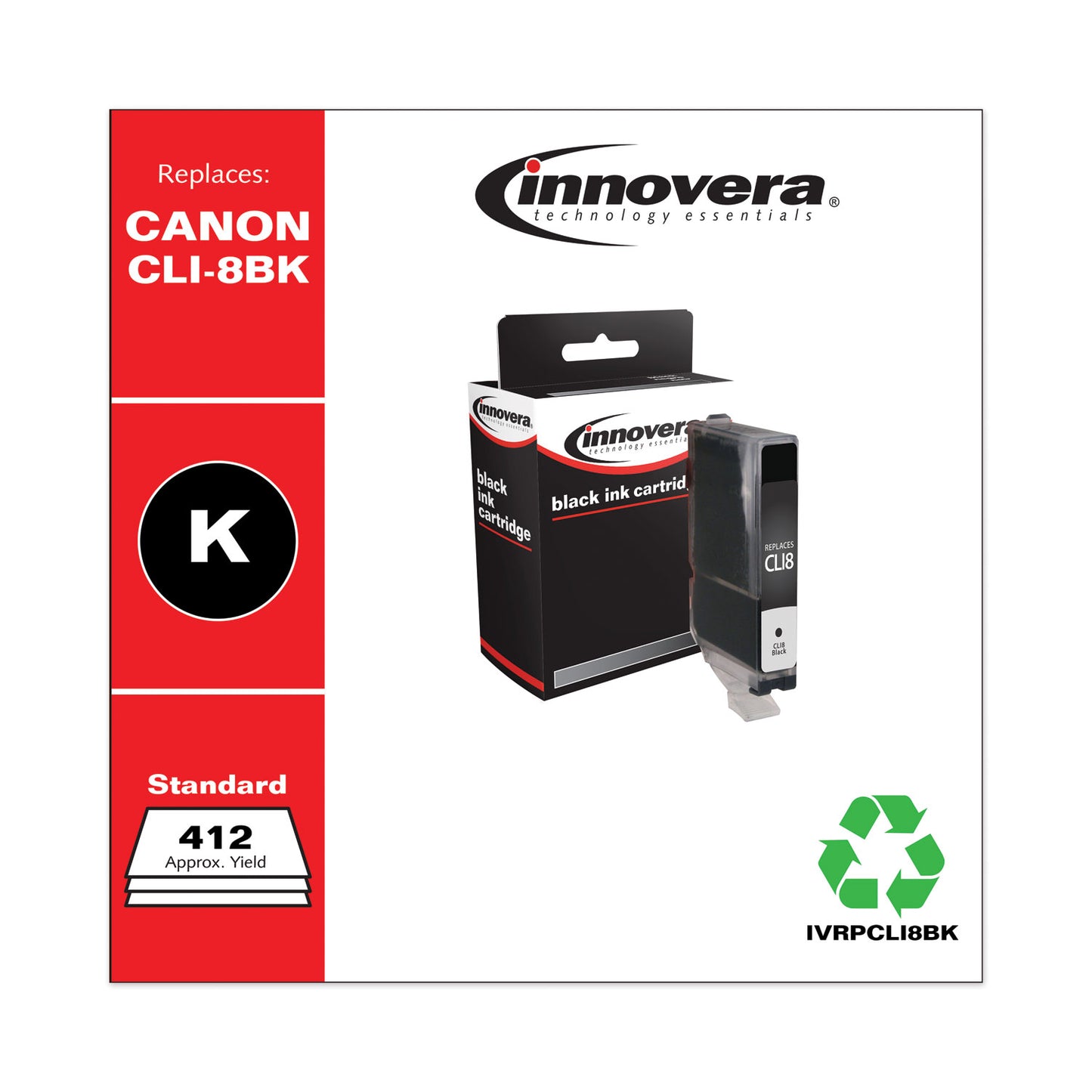 Innovera Remanufactured Black Ink, Replacement for CLI8BK (0620B002), 412 Page-Yield (PCLI8BK)
