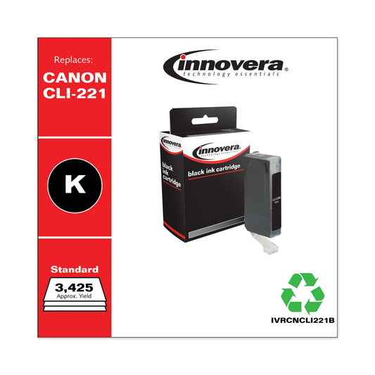 Innovera Remanufactured Black Ink, Replacement for CLI-221BK (2946B001), 3,425 Page-Yield (CNCLI221B)