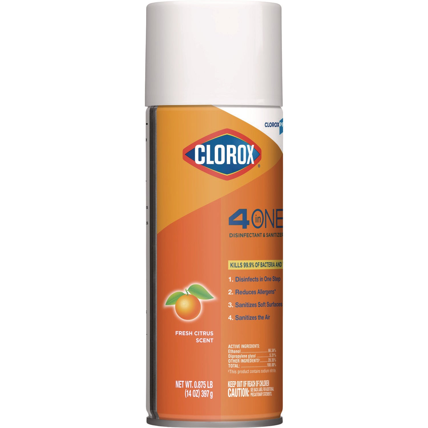 Clorox 4-in-One Disinfectant and Sanitizer, Citrus, 14 oz Aerosol Spray (31043)