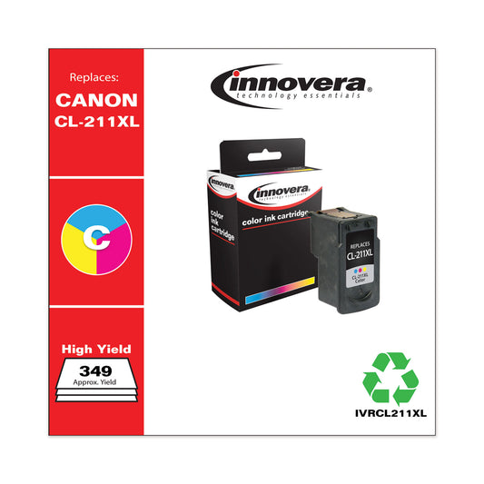 Innovera Remanufactured Tri-Color High-Yield Ink, Replacement for CL-211XL (2975B001), 349 Page-Yield