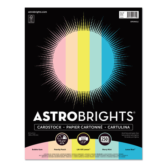 Astrobrights Color Cardstock, 65 lb Cover Weight, 8.5 x 11, Assorted Colors, 250/Pack (91715)