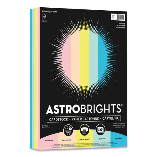 Astrobrights Color Cardstock, 65 lb Cover Weight, 8.5 x 11, Assorted Colors, 250/Pack (91715)