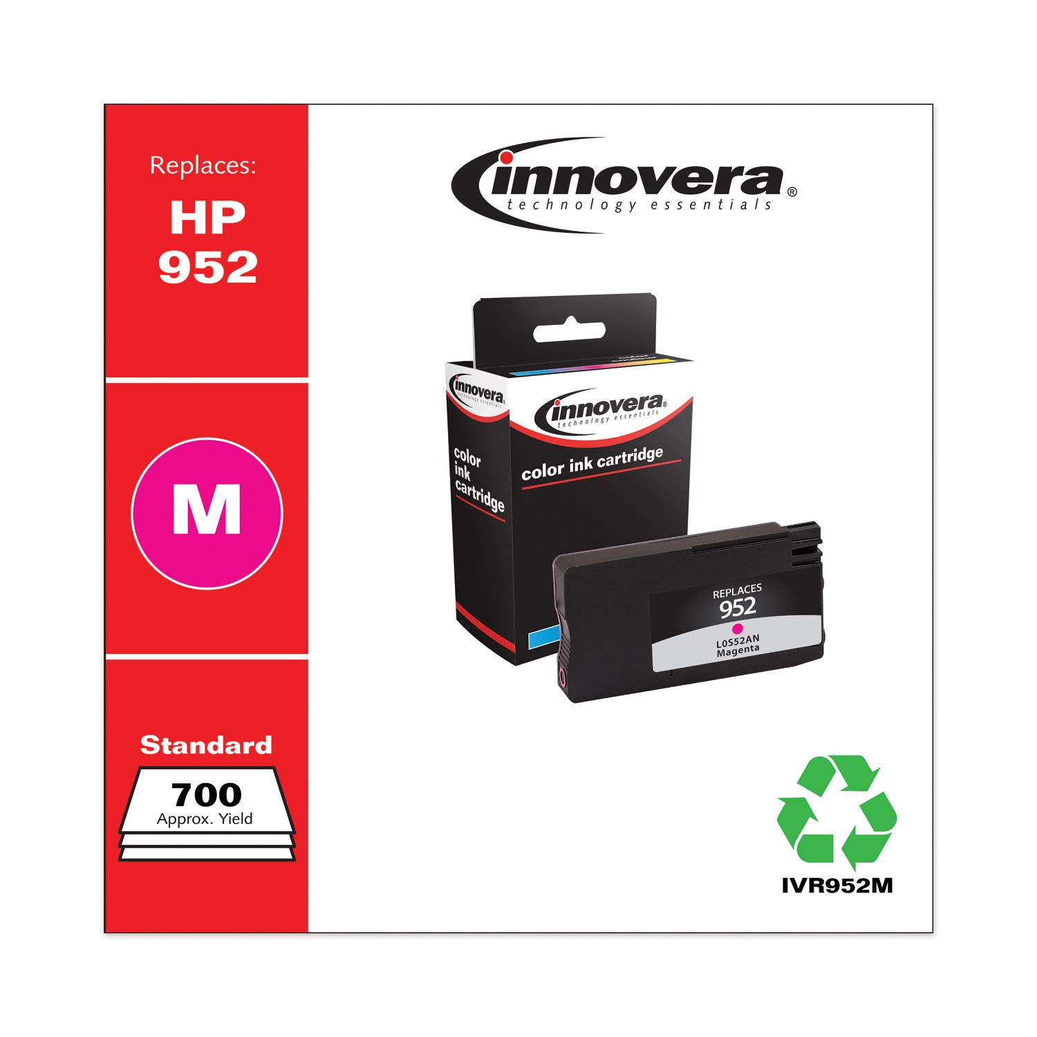 Innovera Remanufactured Magenta Ink, Replacement for 952 (L0S52AN), 700 Page-Yield (952M)