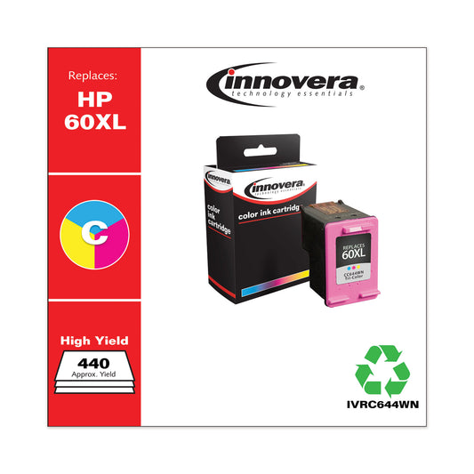 Innovera Remanufactured Tri-Color High-Yield Ink, Replacement for 60XL (CC644WN), 440 Page-Yield