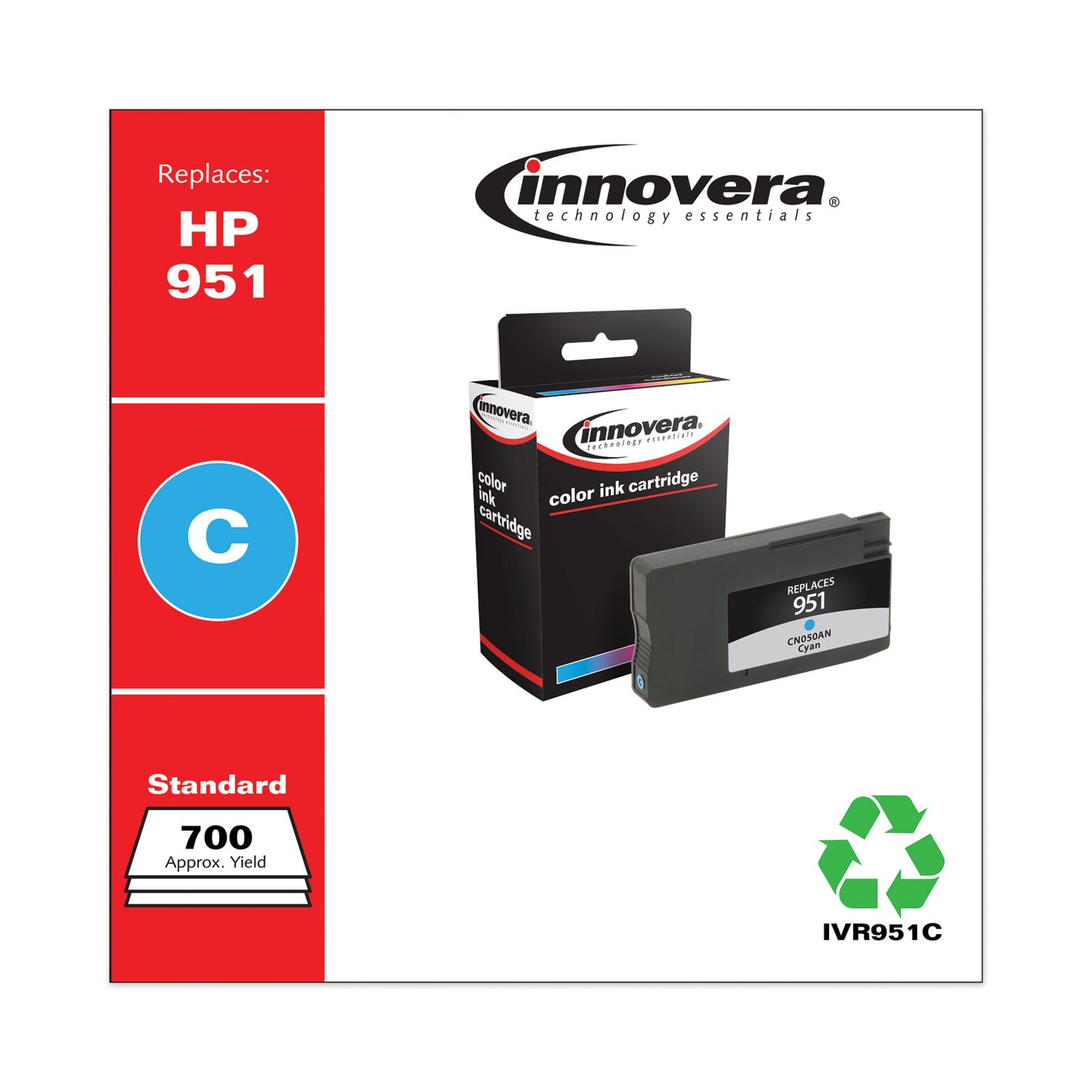 Innovera Remanufactured Cyan Ink, Replacement for 951 (CN050AN), 700 Page-Yield (951C)
