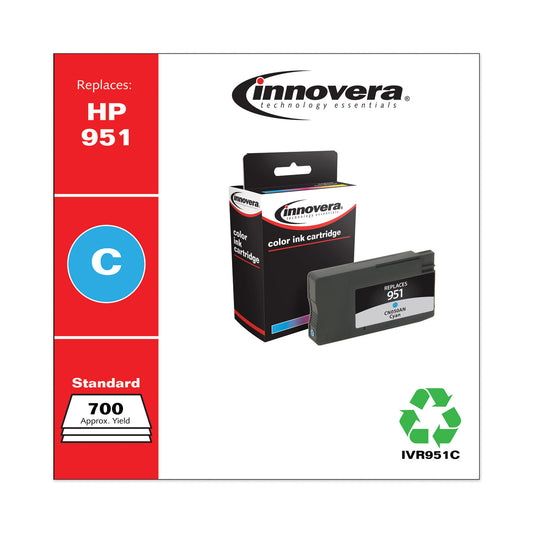 Innovera Remanufactured Cyan Ink, Replacement for 951 (CN050AN), 700 Page-Yield (951C)