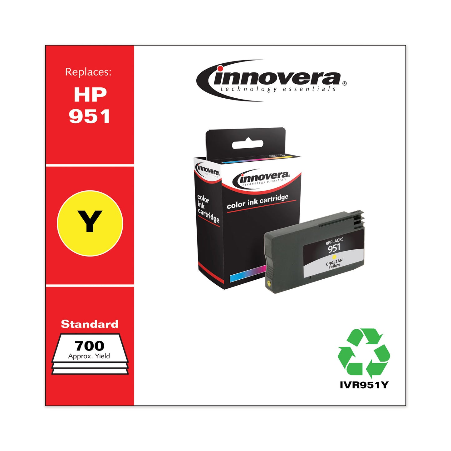 Innovera Remanufactured Yellow Ink, Replacement for 951 (CN052AN), 700 Page-Yield (951Y)