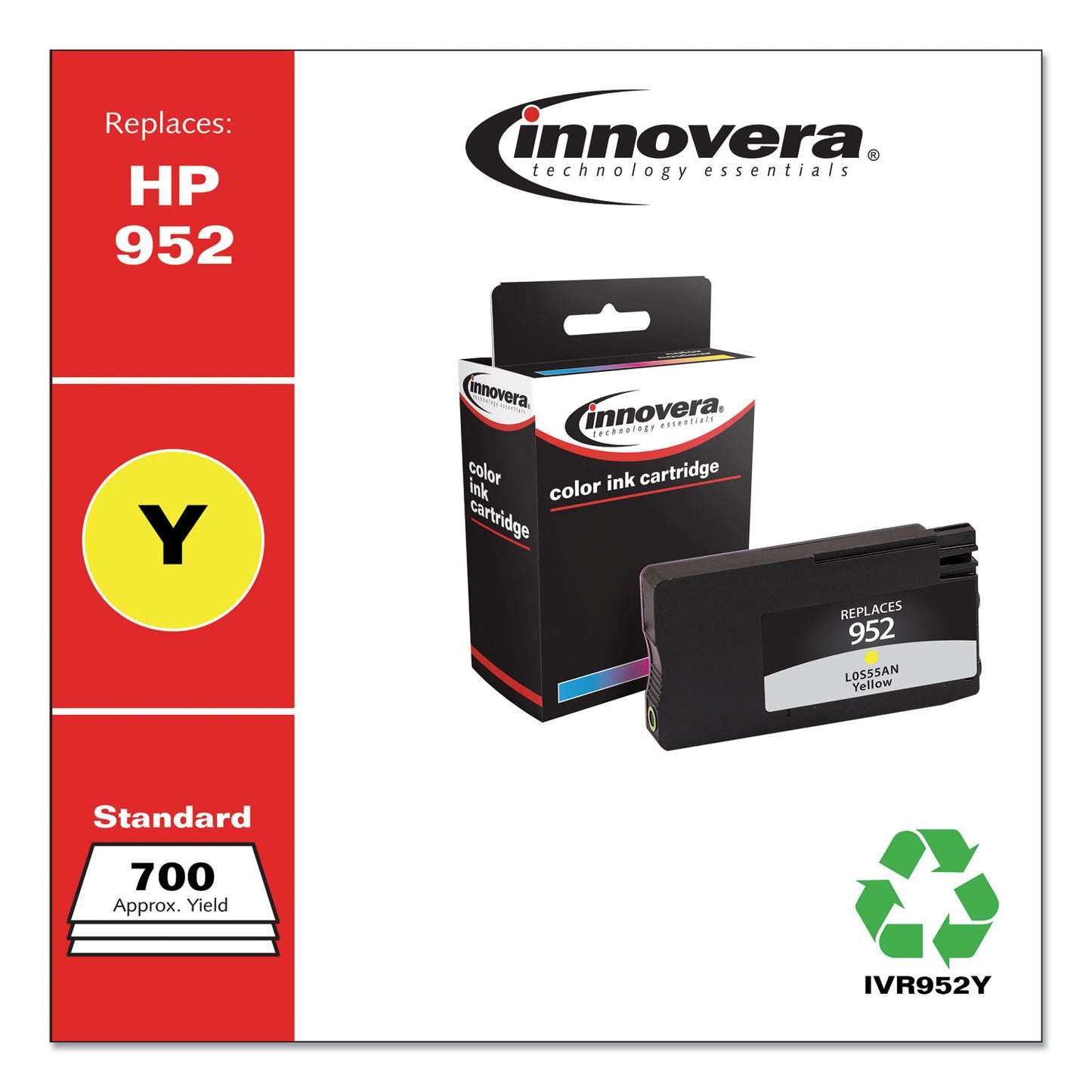 Innovera Remanufactured Yellow Ink, Replacement for 952 (L0S55AN), 700 Page-Yield (952Y)