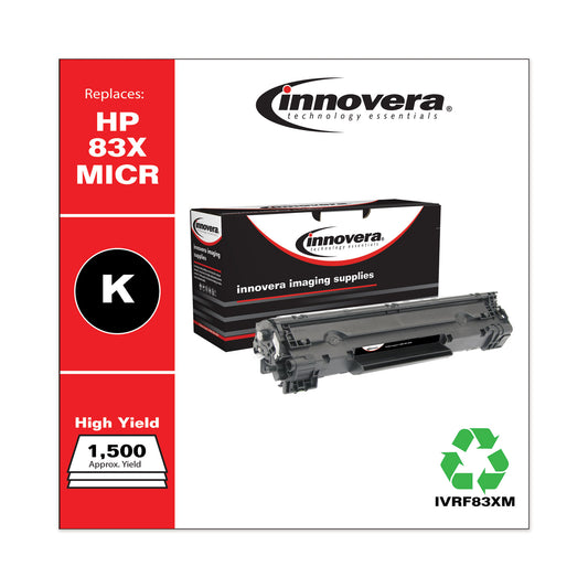 Innovera Remanufactured Black High-Yield MICR Toner, Replacement for 83XM (CF283XM), 2,200 Page-Yield (F83XM)