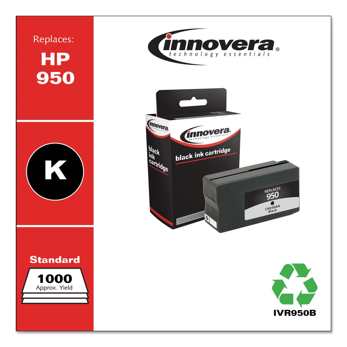 Innovera Remanufactured Black Ink, Replacement for 950 (CN049AN), 1,000 Page-Yield (950B)