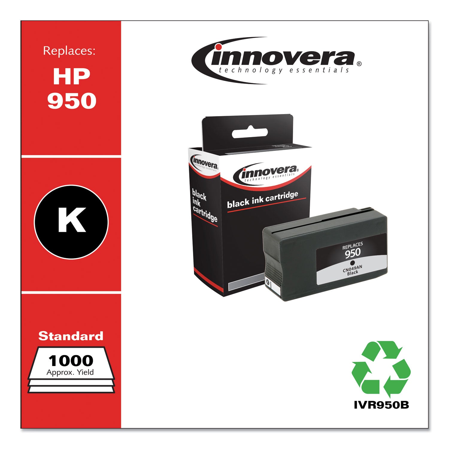 Innovera Remanufactured Black Ink, Replacement for 950 (CN049AN), 1,000 Page-Yield (950B)