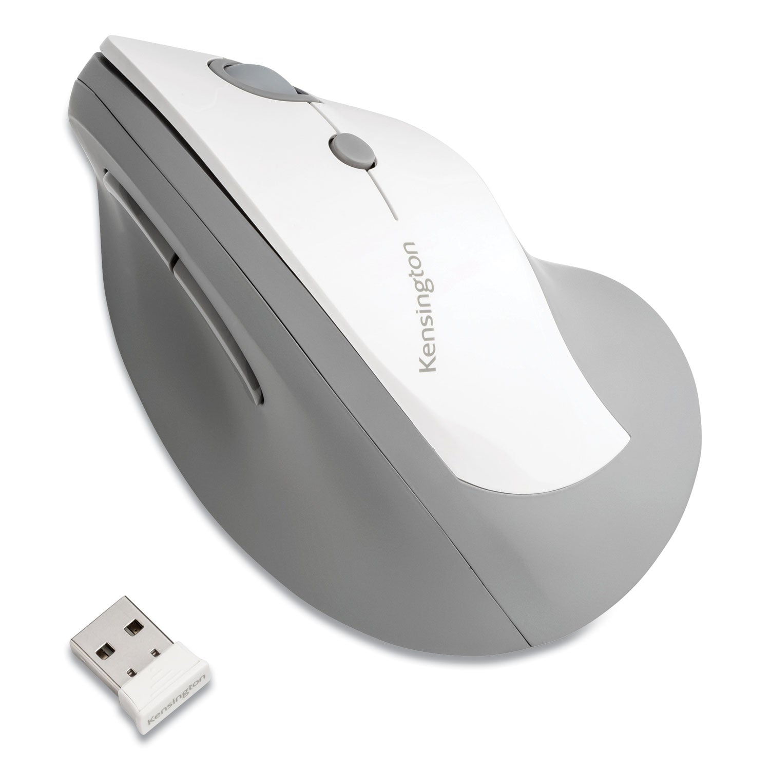 Kensington Pro Fit Ergo Vertical Wireless Mouse, 2.4 GHz Frequency/65.62 ft Wireless Range, Right Hand Use, Gray (75520)