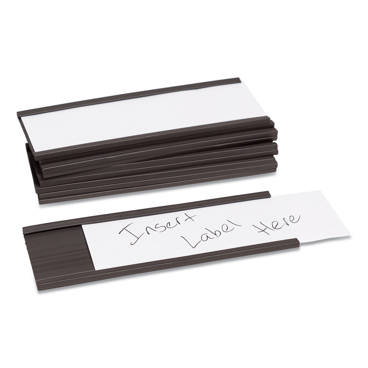 U Brands Magnetic Card Holders, 6 x 2, Black, 10/Pack (FM2633)