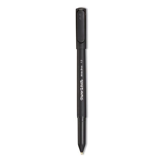 Paper Mate Write Bros. Ballpoint Pen, Stick, Medium 1 mm, Black Ink, Black Barrel, Dozen (3331131C)