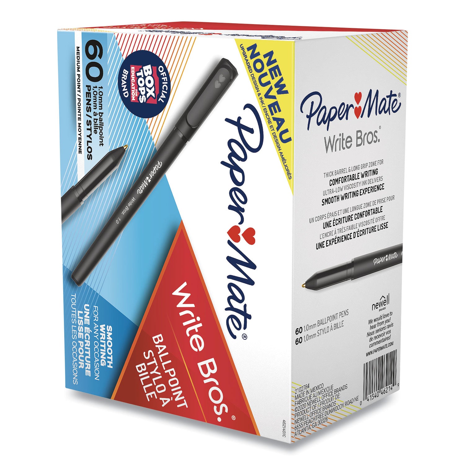 Paper Mate Write Bros. Ballpoint Pen Value Pack, Stick, Medium 1 mm, Black Ink, Black Barrel, 60/Pack (4621401C)