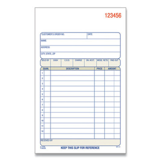 Adams 2-Part Sales Book, 12 Lines, Two-Part Carbonless, 4.19 x 7.19, 50 Forms/Pad, 10 Pads/Box (DC470510)