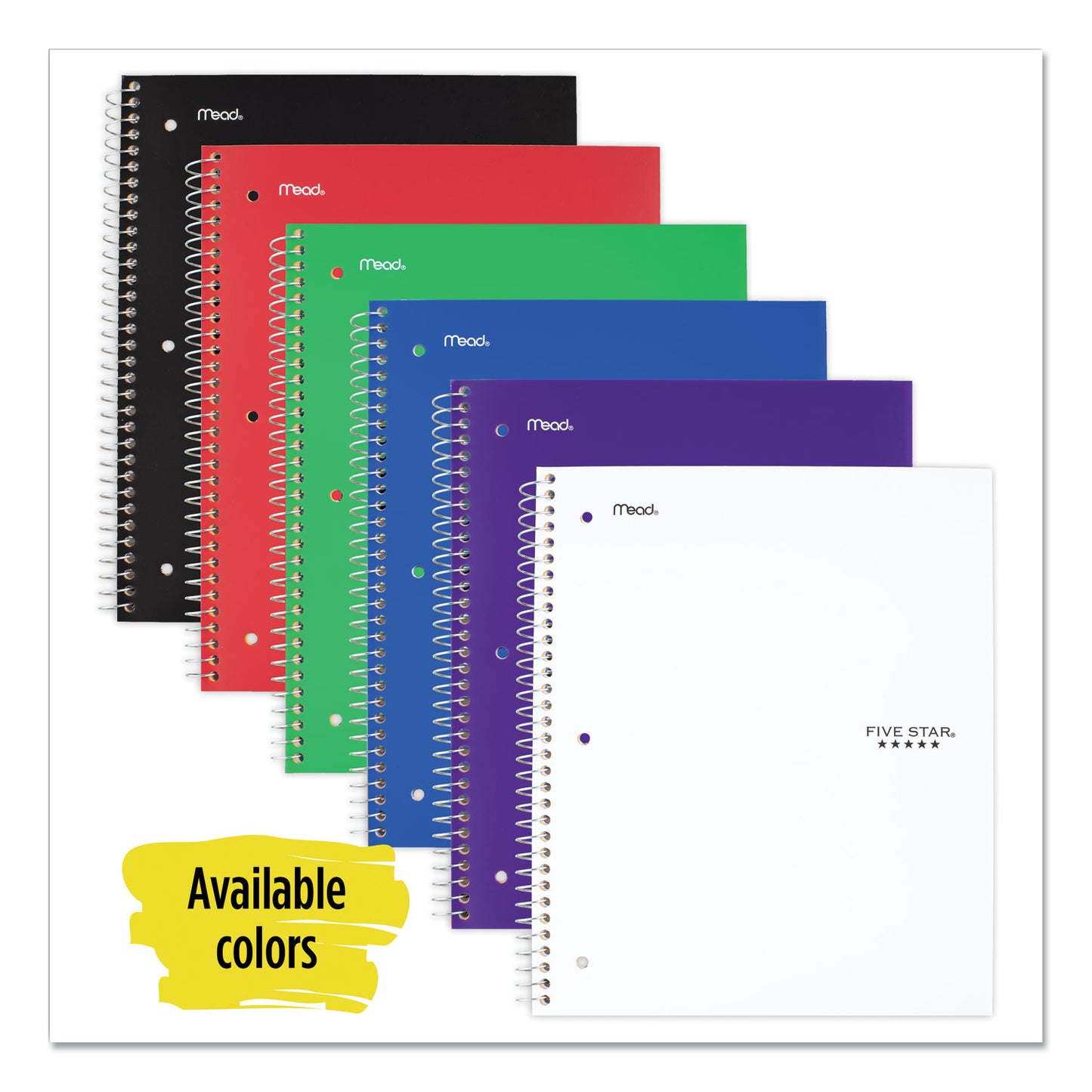 Five Star Wirebound Notebook with Eight Pockets, 5-Subject, Wide/Legal Rule, Randomly Assorted Cover Color, (200) 10.5 x 8 Sheets (51016)