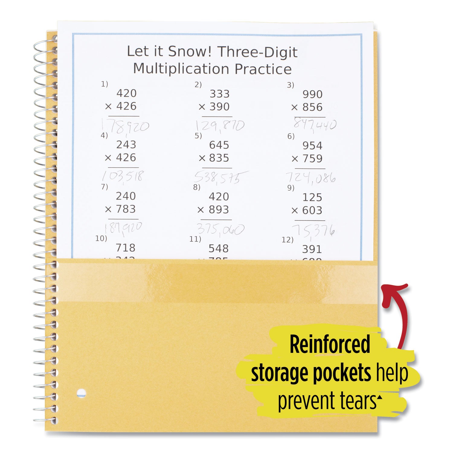 Five Star Wirebound Notebook with Eight Pockets, 5-Subject, Wide/Legal Rule, Randomly Assorted Cover Color, (200) 10.5 x 8 Sheets (51016)