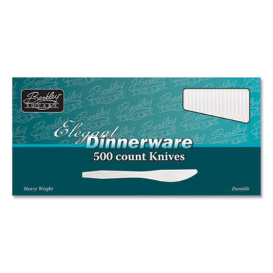 Berkley Square Elegant Dinnerware Heavyweight Cutlery, Polystyrene, Knife, White, 500/Box (1071010)