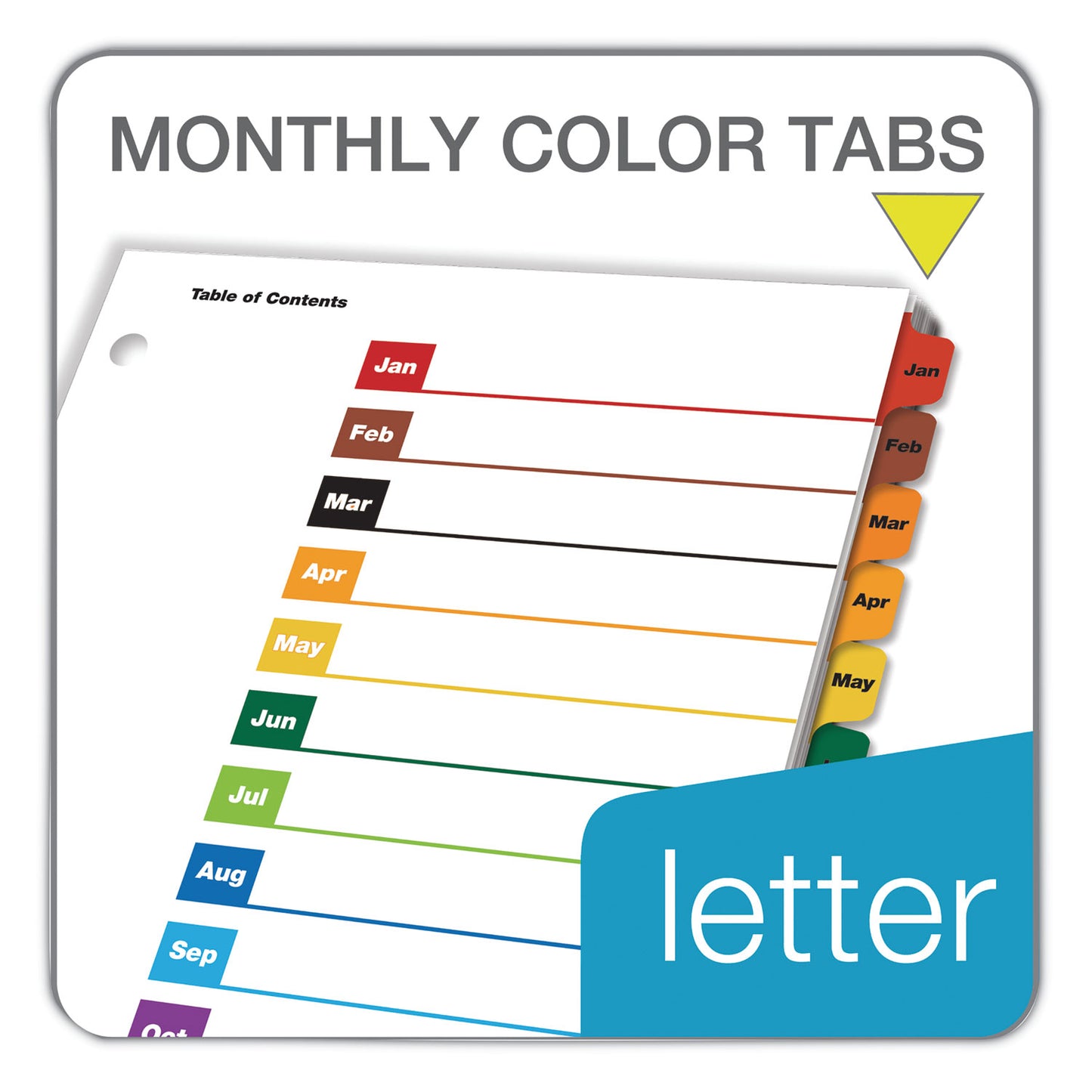 Cardinal OneStep Printable Table of Contents and Dividers, 12-Tab, Jan. to Dec., 11 x 8.5, White, Assorted Tabs, 1 Set (60318)