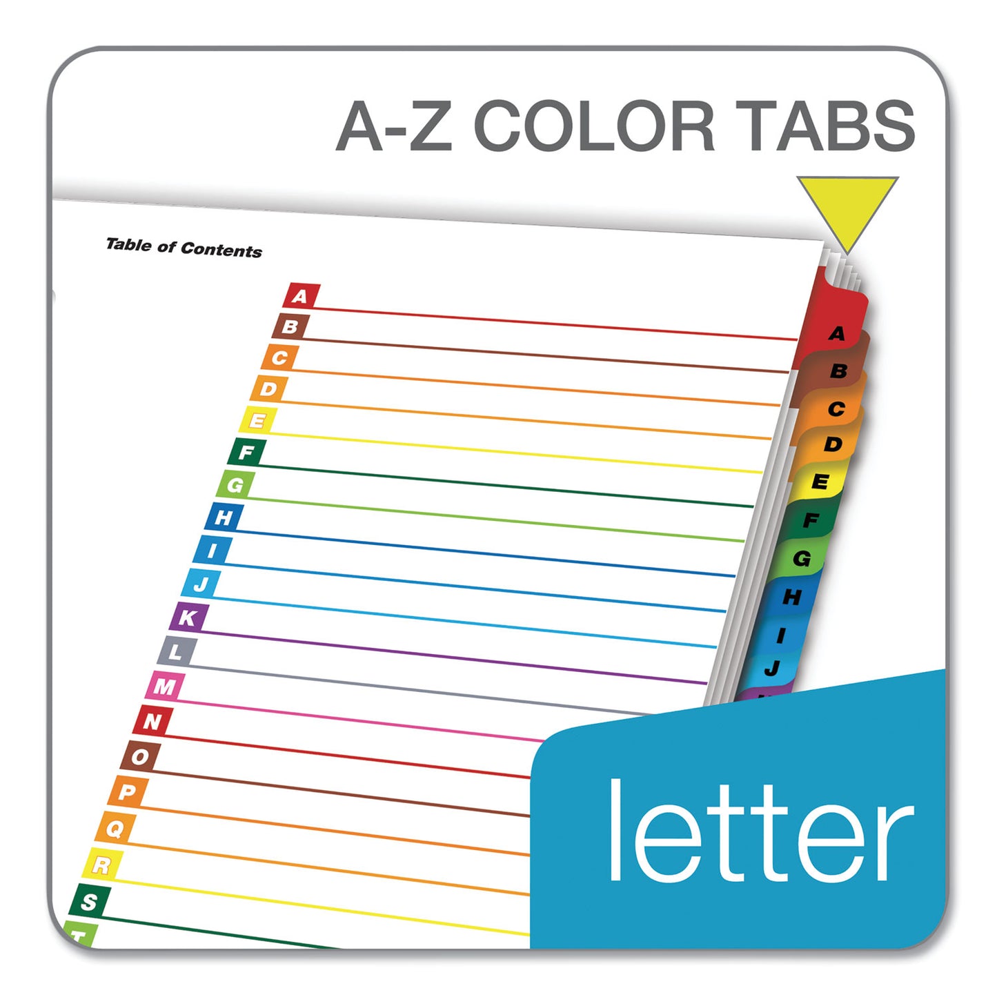 Cardinal OneStep Printable Table of Contents and Dividers, 26-Tab, A to Z, 11 x 8.5, White, Assorted Tabs, 1 Set (60218)