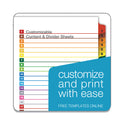 Cardinal OneStep Printable Table of Contents and Dividers, 31-Tab, 1 to 31, 11 x 8.5, White, Assorted Tabs, 1 Set (60118)