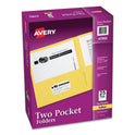 Avery Two-Pocket Folder, 40-Sheet Capacity, 11 x 8.5, Yellow, 25/Box (47992)