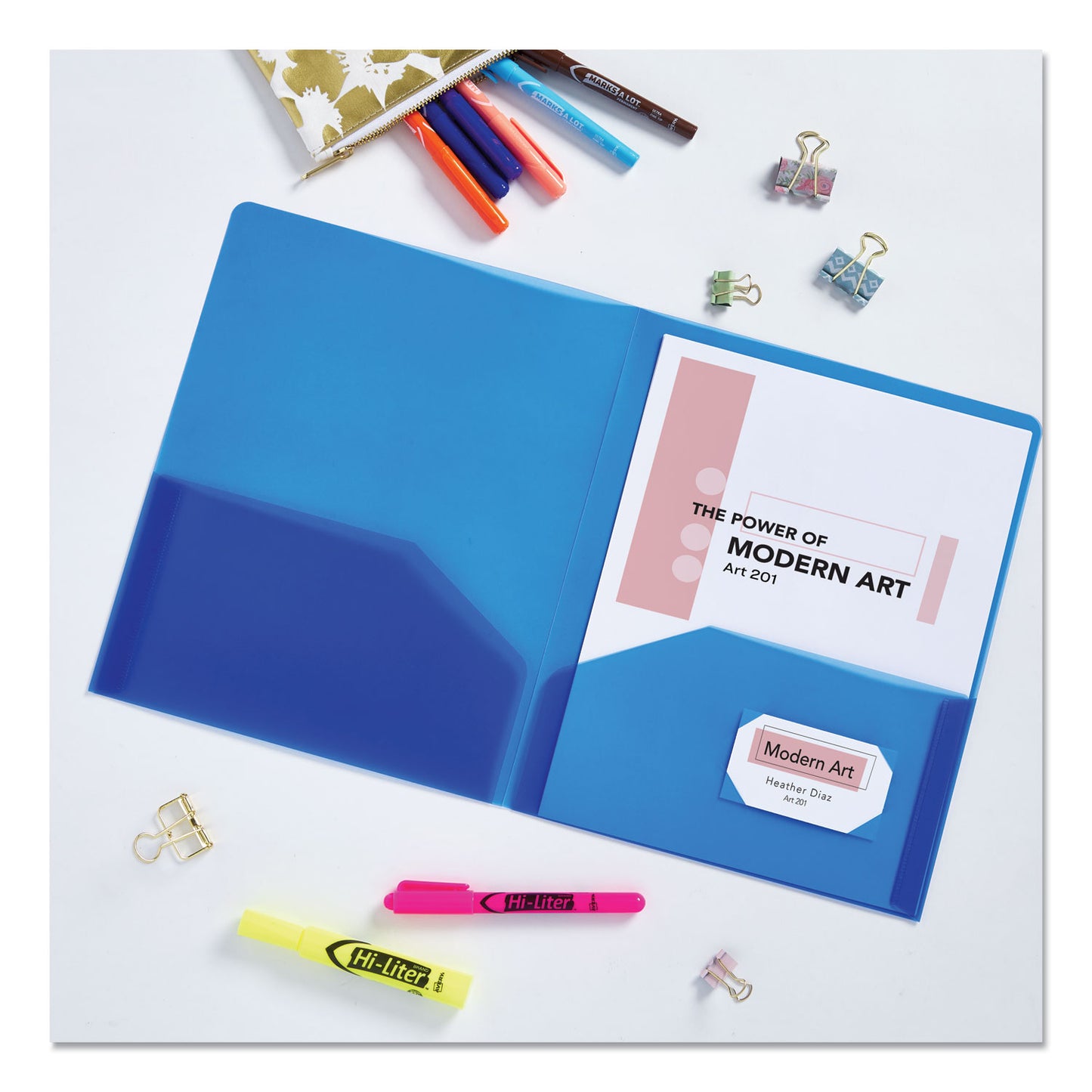 Avery Plastic Two-Pocket Folder, 20-Sheet Capacity, 11 x 8.5, Translucent Blue (47811)