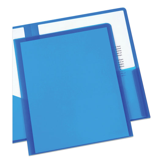 Avery Plastic Two-Pocket Folder, 20-Sheet Capacity, 11 x 8.5, Translucent Blue (47811)