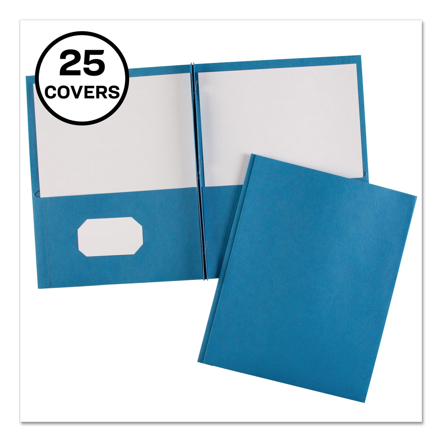 Avery Two-Pocket Folder, Prong Fastener, 0.5" Capacity, 11 x 8.5, Light Blue, 25/Box (47976)