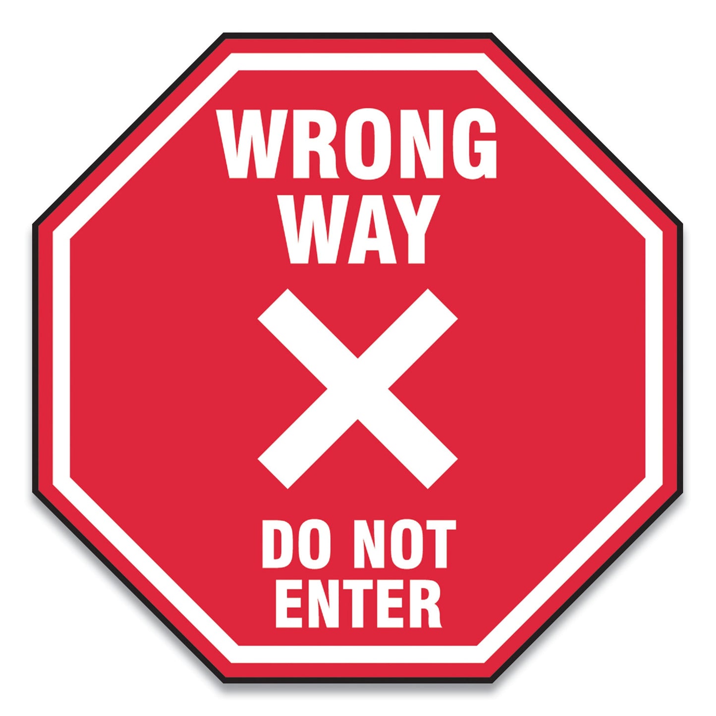 Accuform Slip-Gard Social Distance Floor Signs, 12 x 12, "Wrong Way Do Not Enter", Red, 25/Pack (MFS465ESP)