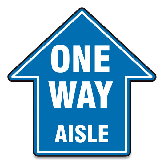 Accuform Slip-Gard Social Distance Floor Signs, 12 x 12, "One Way Aisle", Blue, 25/Pack (MFS464ESP)