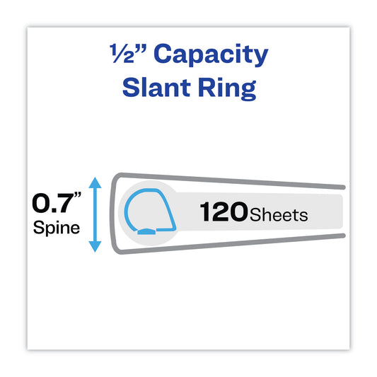 Avery Heavy-Duty Non Stick View Binder with DuraHinge and Slant Rings, 3 Rings, 0.5" Capacity, 11 x 8.5, White, 4/Pack (79709)