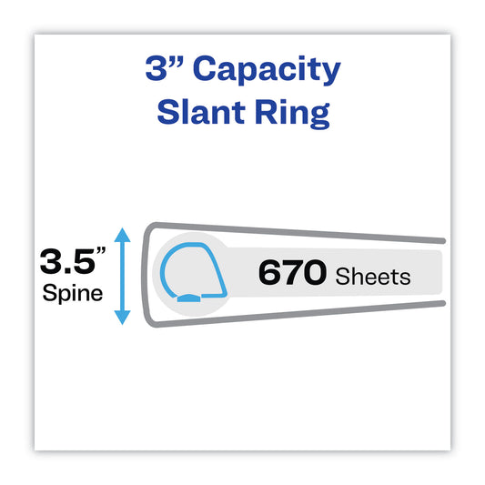 Avery Heavy-Duty Non Stick View Binder with DuraHinge and Slant Rings, 3 Rings, 3" Capacity, 11 x 8.5, White, 2/Pack (79791)